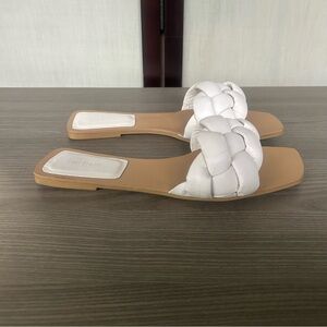 Forever 21 White Braided Slide Sandals